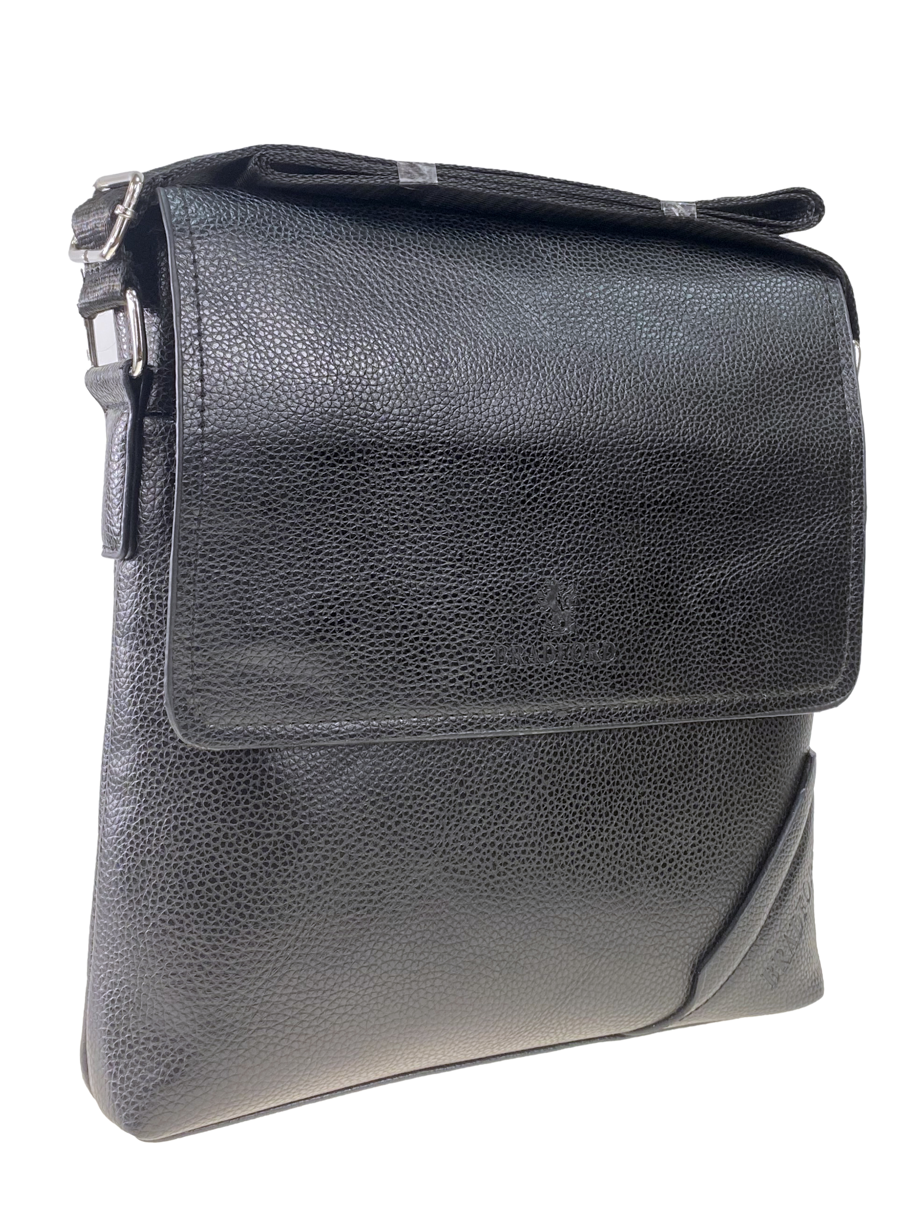 На фото 1 - Мужская сумка-мессенджер через плечо из экокожи, цвет чёрный