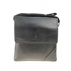 На фото 2 - Мужская сумка-мессенджер через плечо из экокожи, цвет чёрный