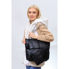 На фото 1 - Женская сумка из искусственной кожи, цвет черный