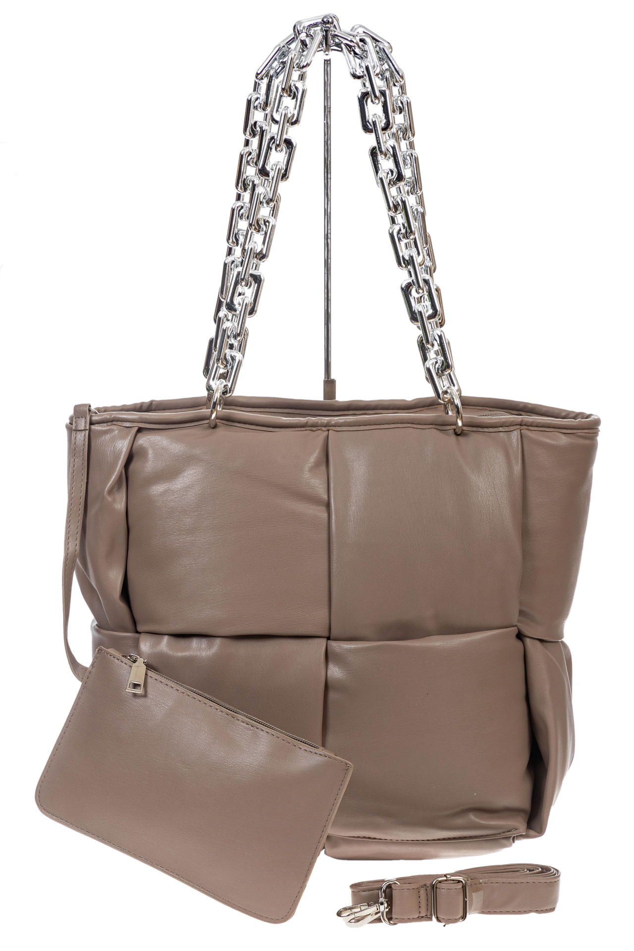 На фото 2 - Женская сумка из искусственной кожи, цвет бежевый