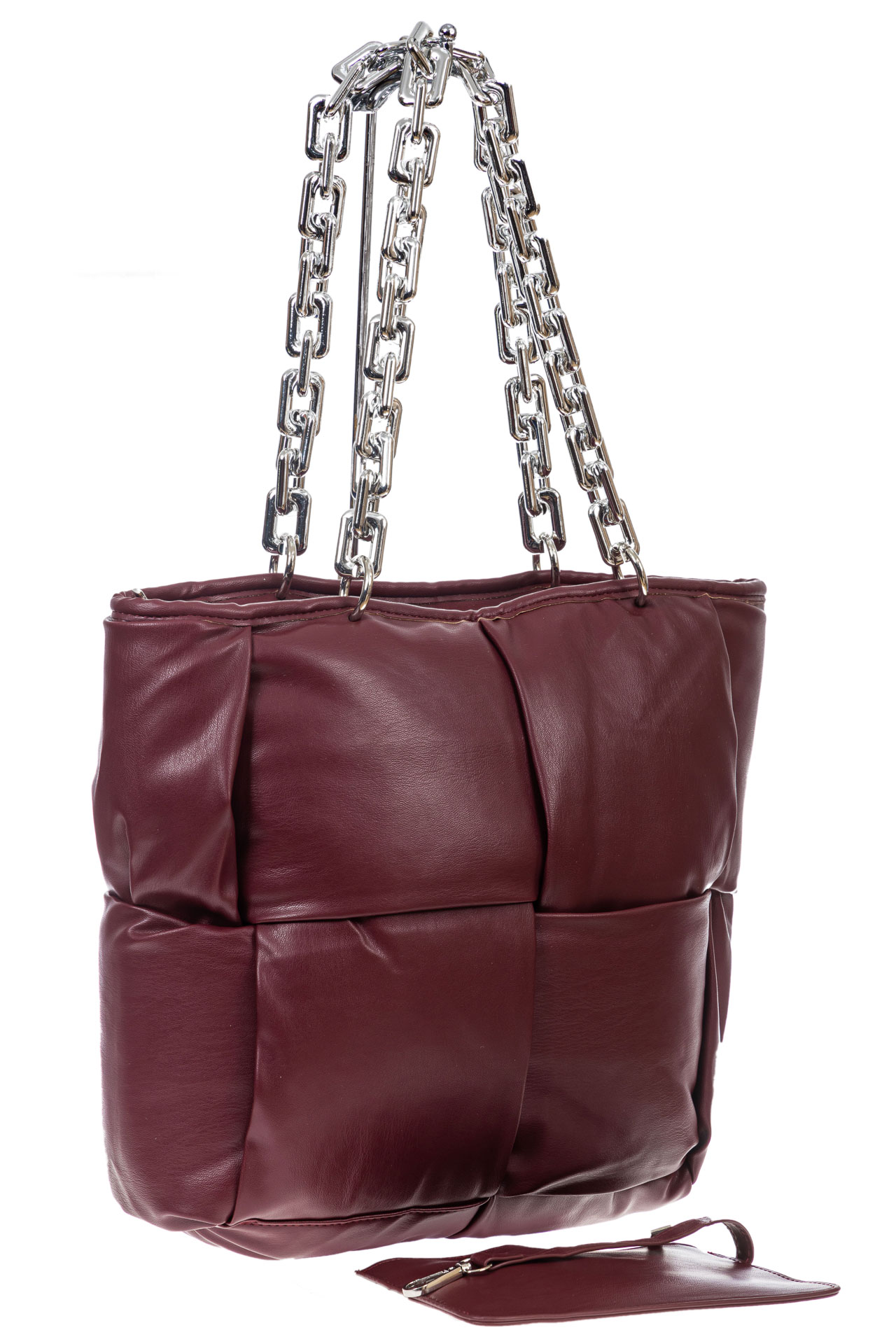 На фото 3 - Женская сумка из искусственной кожи, цвет бордовый