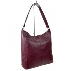 На фото 1 - Женская сумка хобо из искусственной кожи, цвет  бордовый