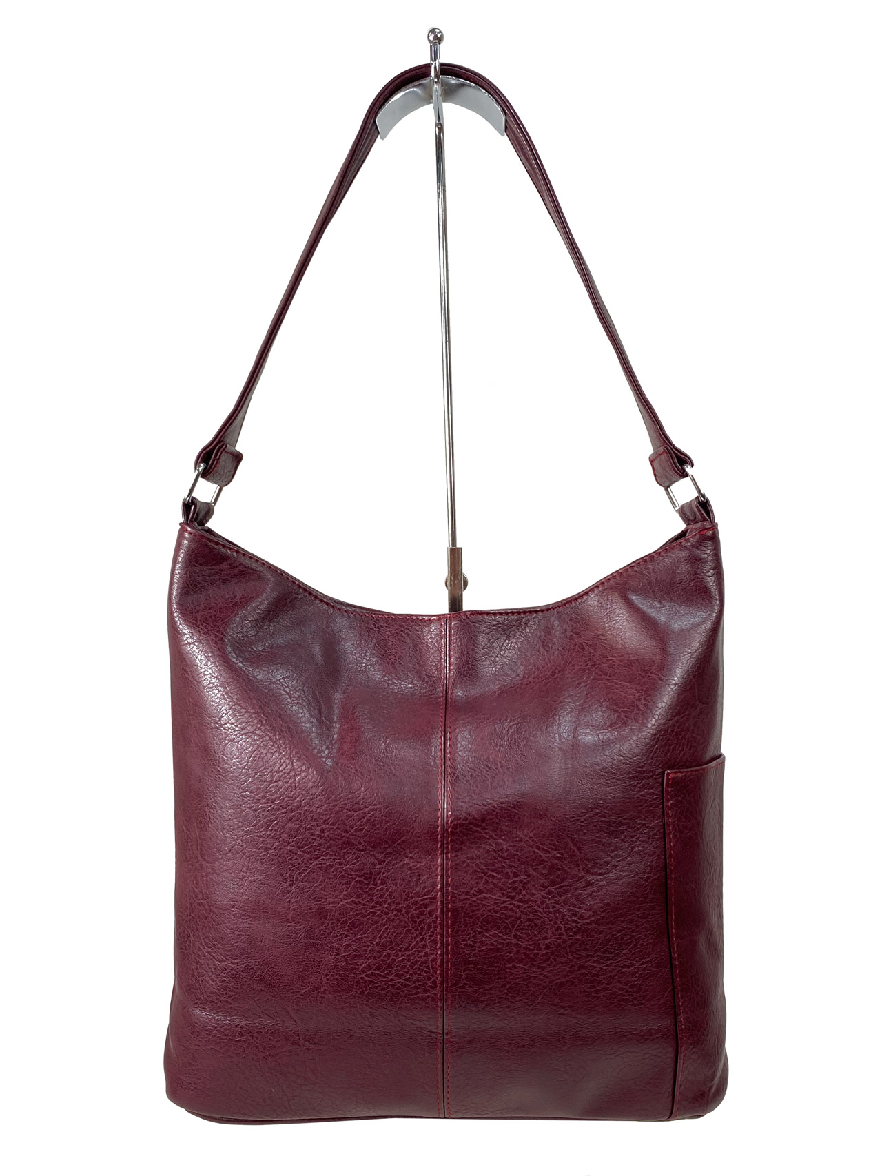 На фото 2 - Женская сумка хобо из искусственной кожи, цвет  бордовый