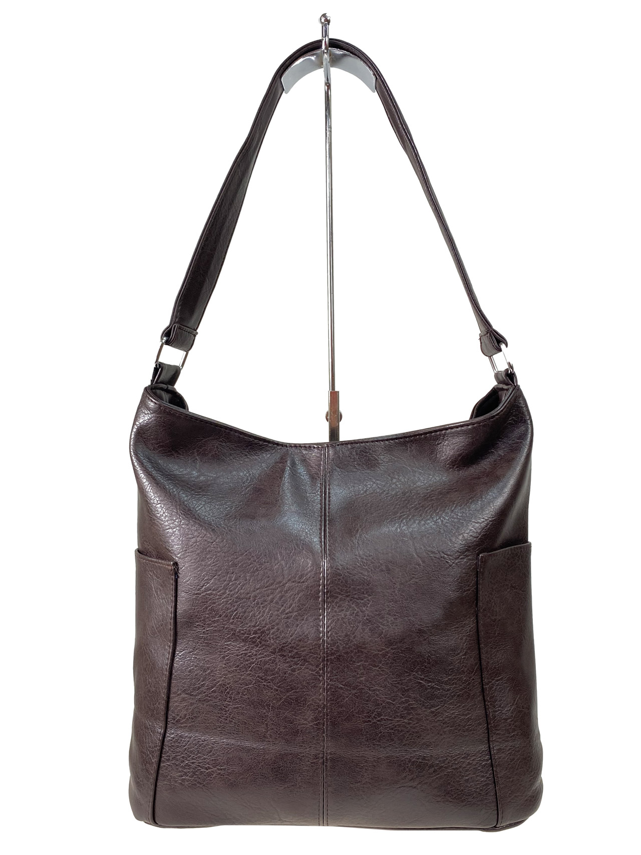 На фото 2 - Женская сумка хобо из искусственной кожи, цвет шоколад