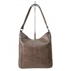 На фото 2 - Женская сумка хобо из искусственной кожи, цвет коричневый