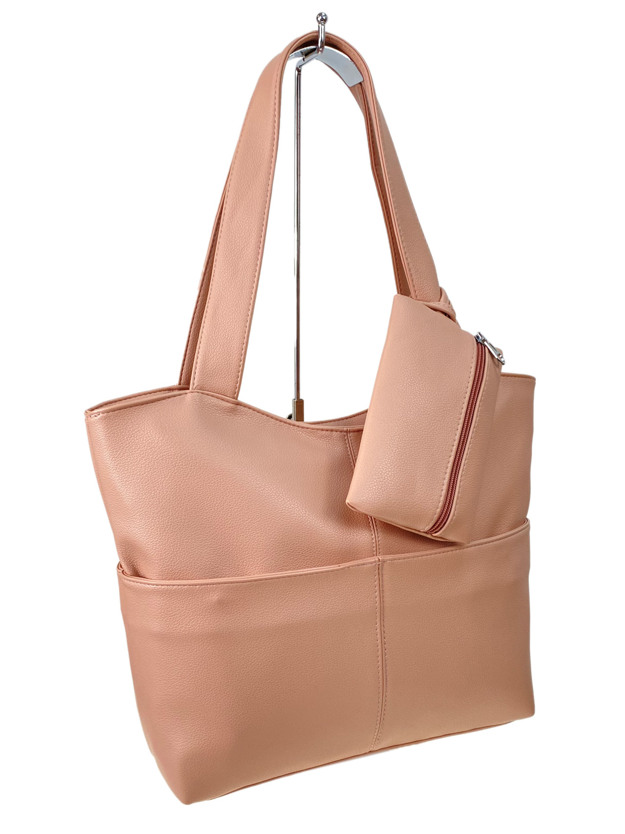 Женская классическа сумка из искусственной кожи, цвет пудра