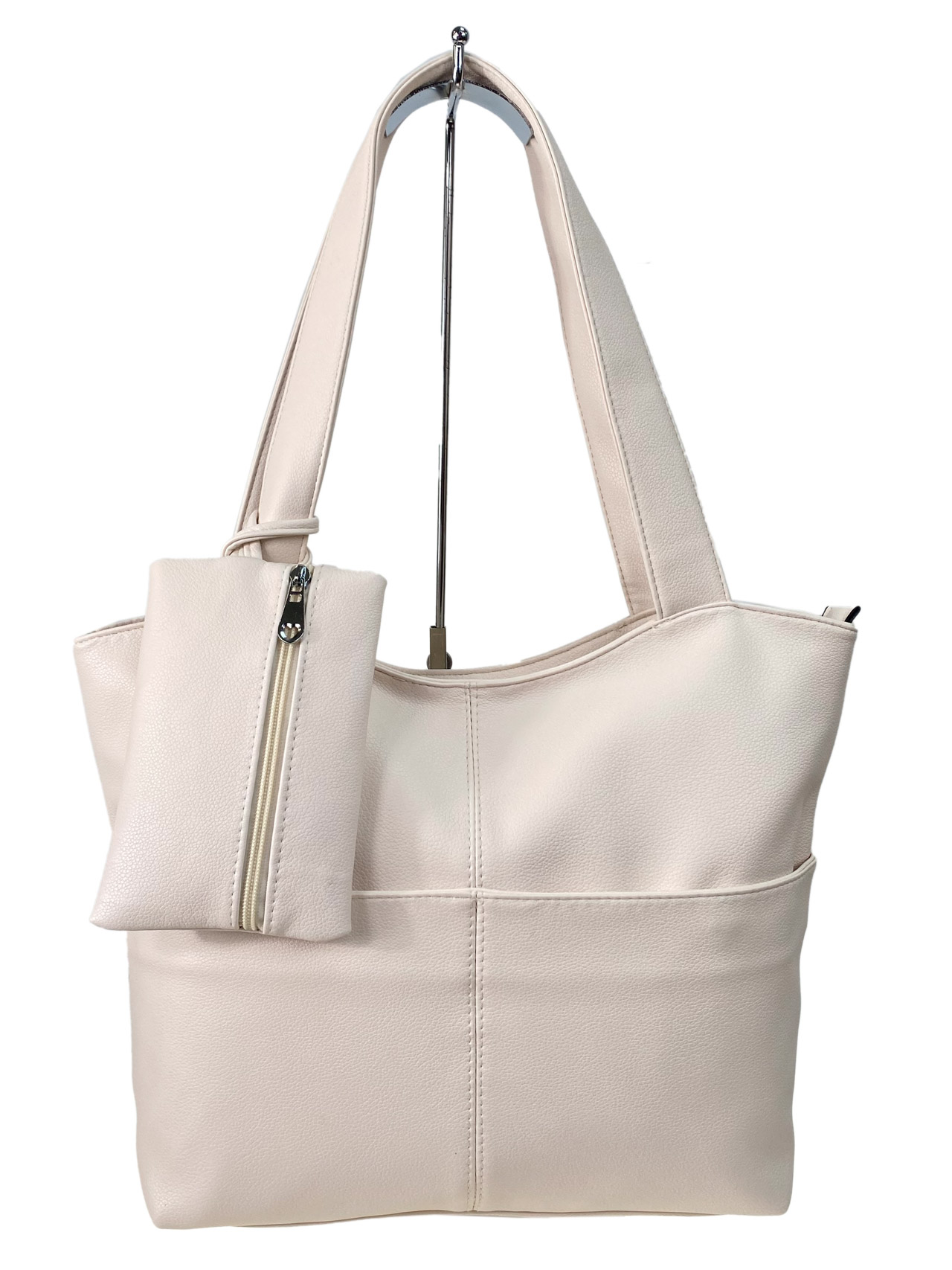 Женская классическая сумка из искусственной кожи, цвет молочный