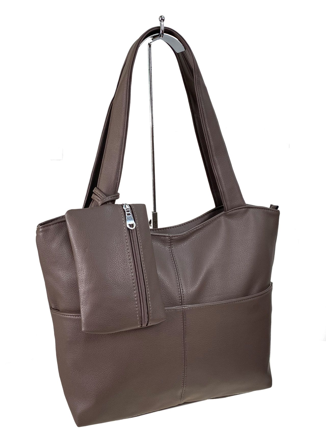 На фото 1 - Женская сумка из искусственной кожи цвет хаки