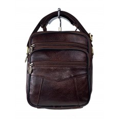 На фото 2 - Мужская сумка из фактурной натуральной кожи, цвет коричневый