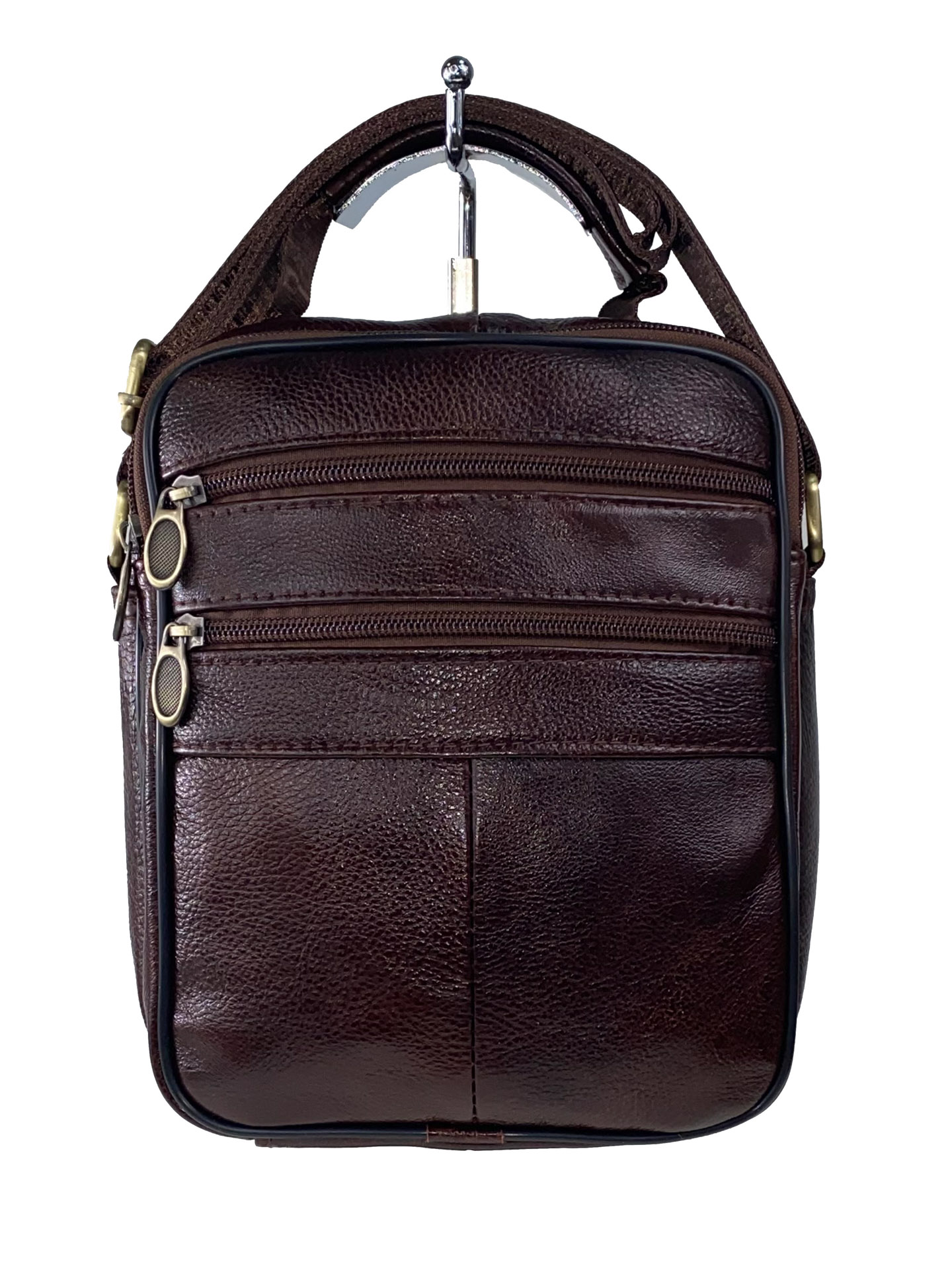 На фото 3 - Мужская сумка из фактурной натуральной кожи, цвет коричневый