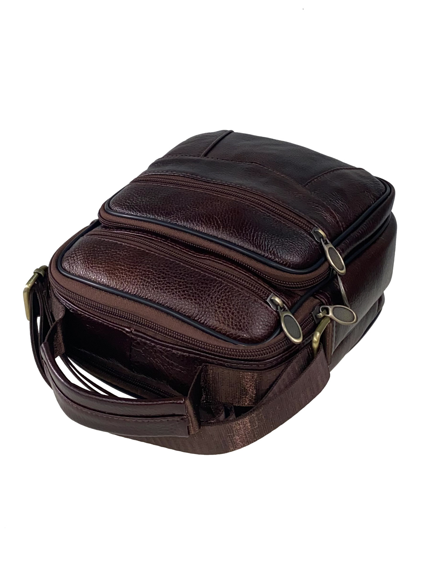 На фото 4 - Мужская сумка из фактурной натуральной кожи, цвет коричневый