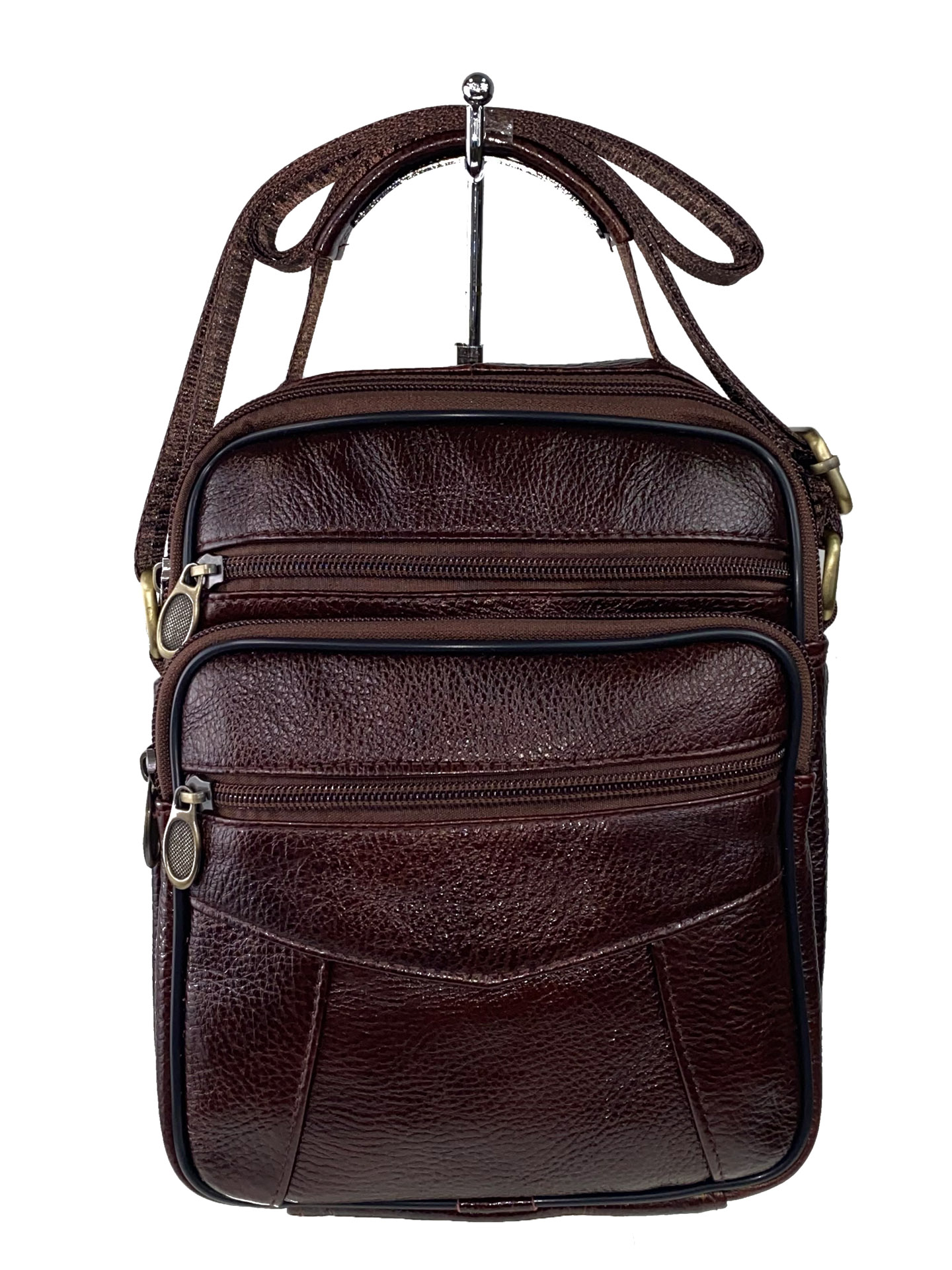 На фото 2 - Мужская сумка для документов из фактурной натуральной кожи, цвет шоколад