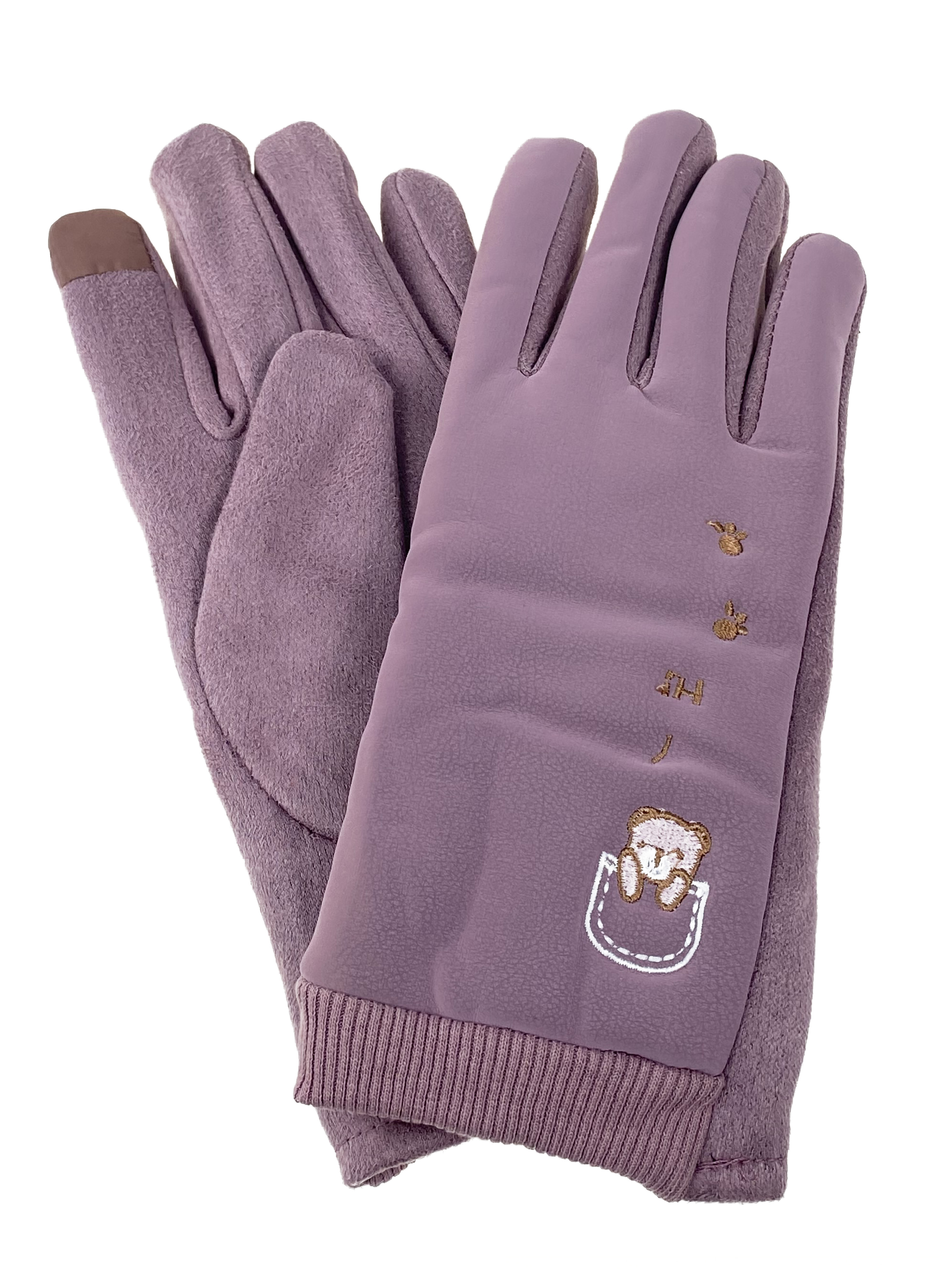 На фото 1 - Классические перчатки женские, цвет розово-фиолетовый