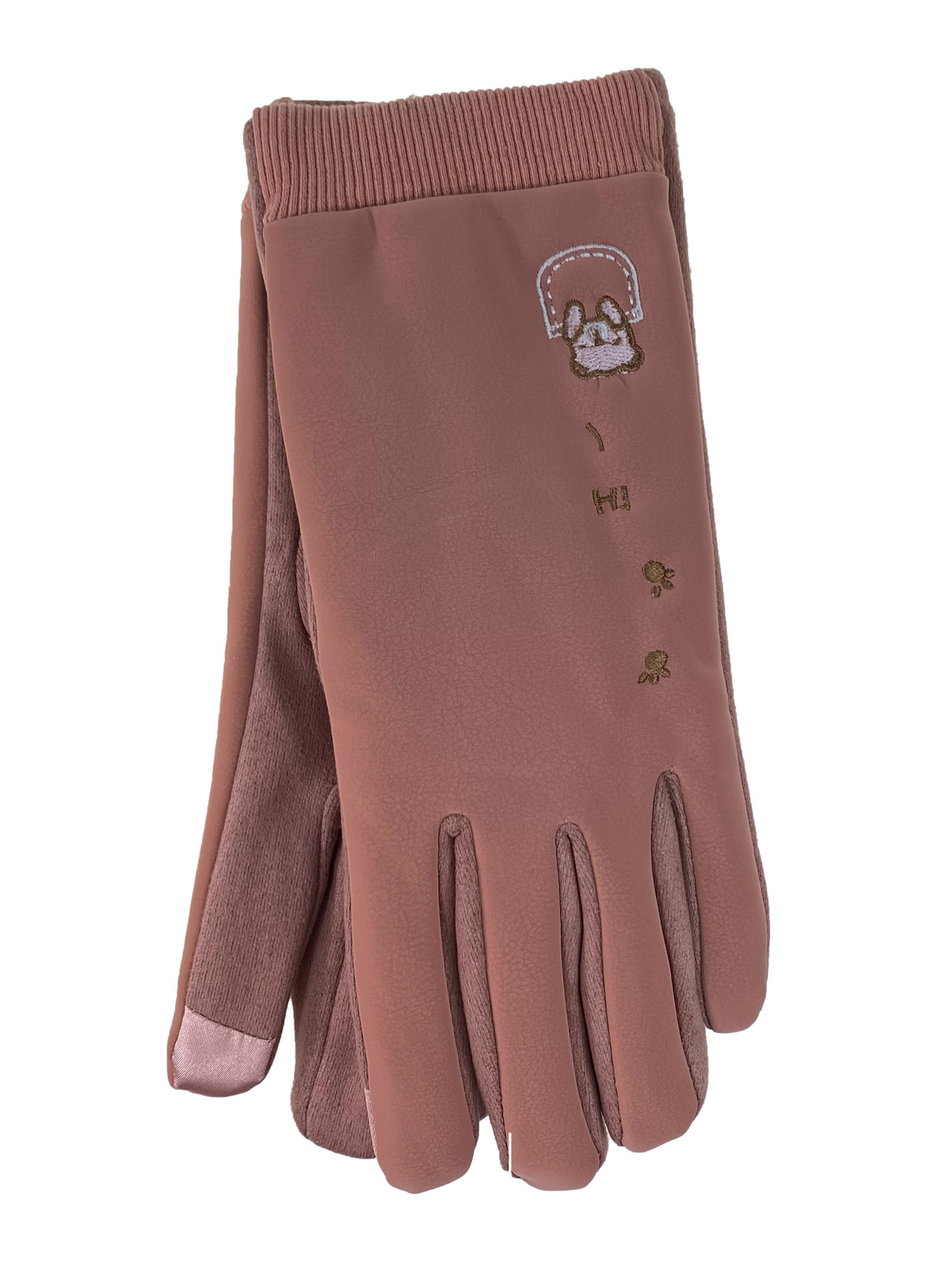 На фото 1 - Классические перчатки женские, цвет розовый