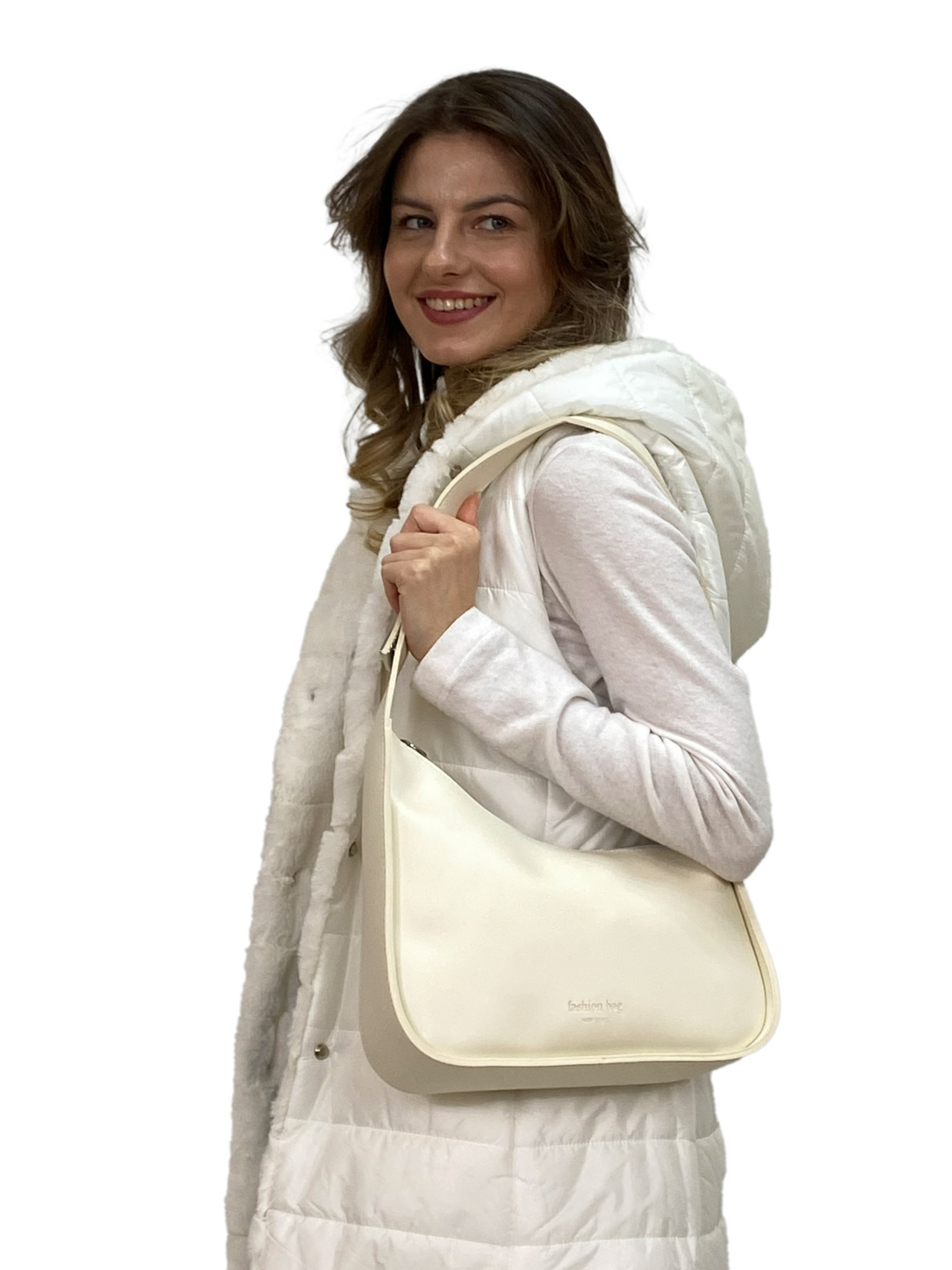 На фото 1 - Женская сумка  из искусственной кожи, цвет молочный