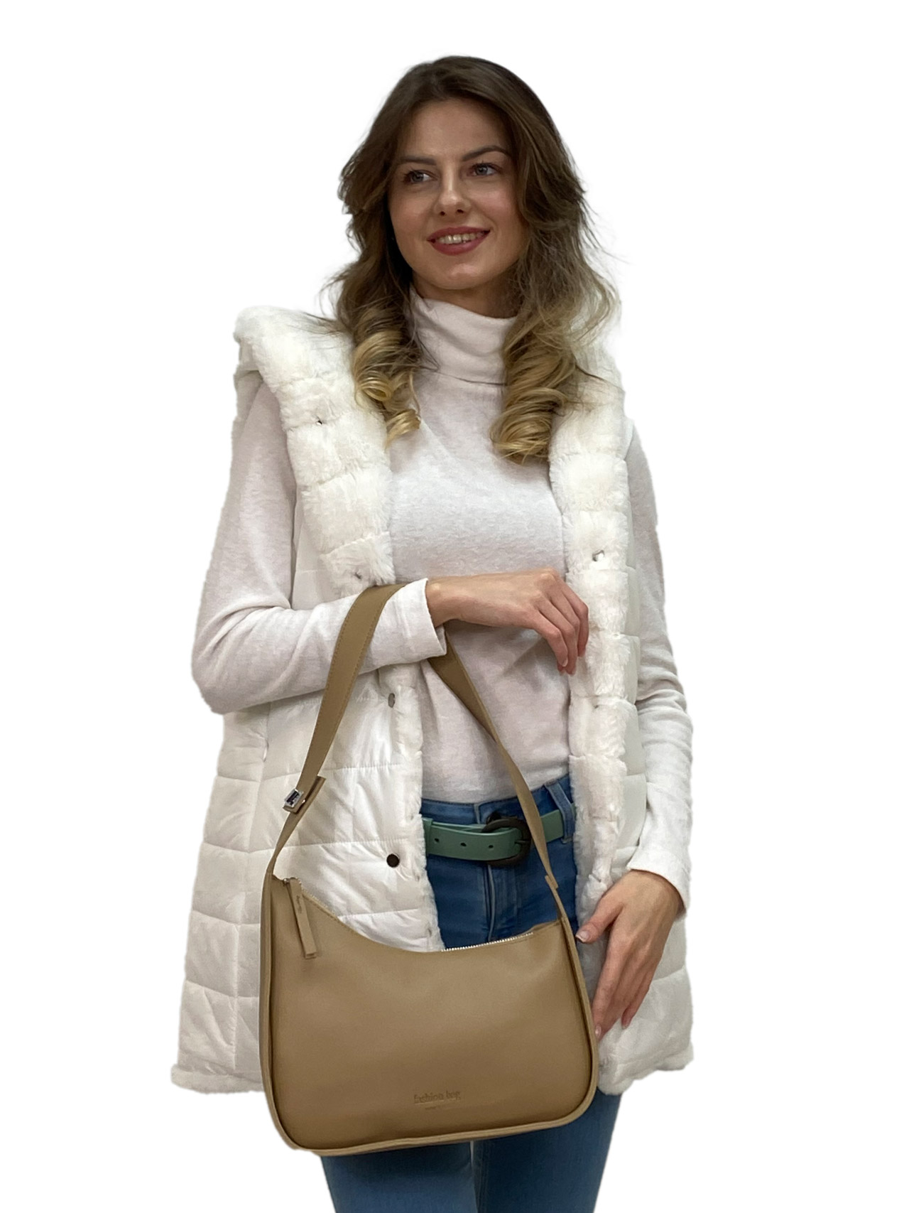 На фото 1 - Женская сумка  из искусственной кожи, цвет светло коричневый