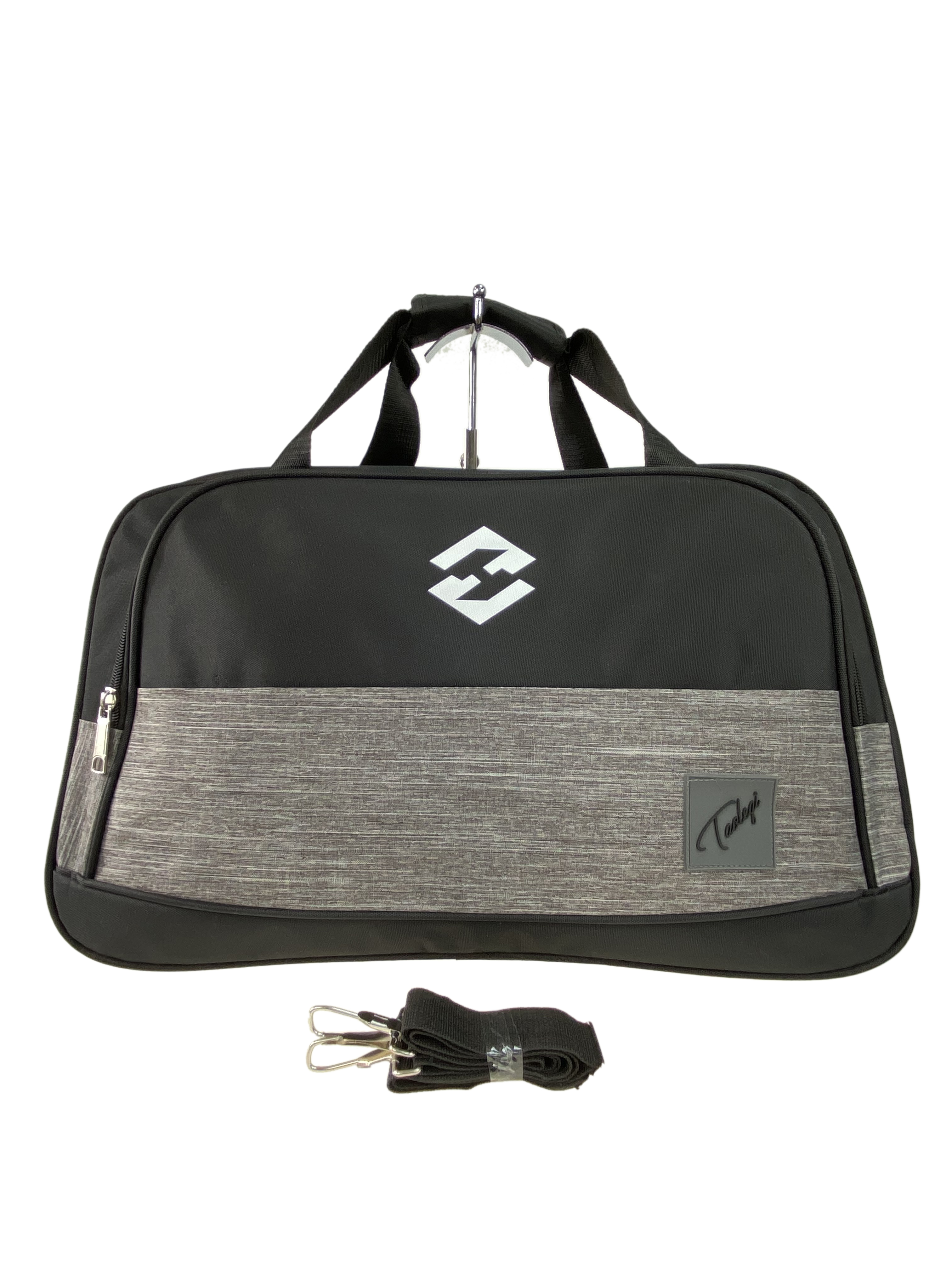 На фото 2 - Дорожно-спортивная сумка из текстиля, цвет чёрный с серым