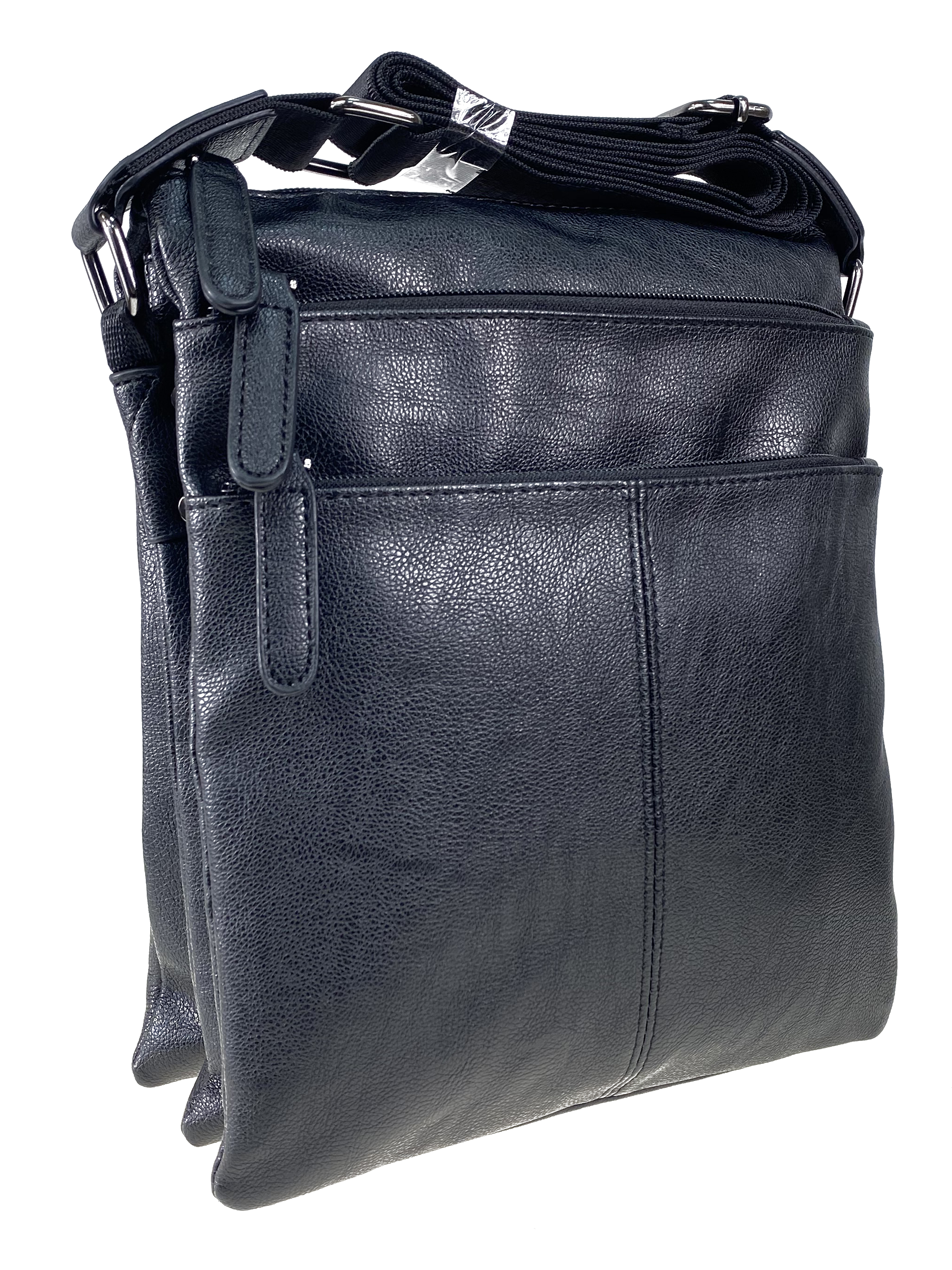 Мужская сумка через плечо из искусственной кожи, цвет черный