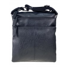 На фото 2 - Мужская сумка через плечо из искусственной кожи, цвет черный 
