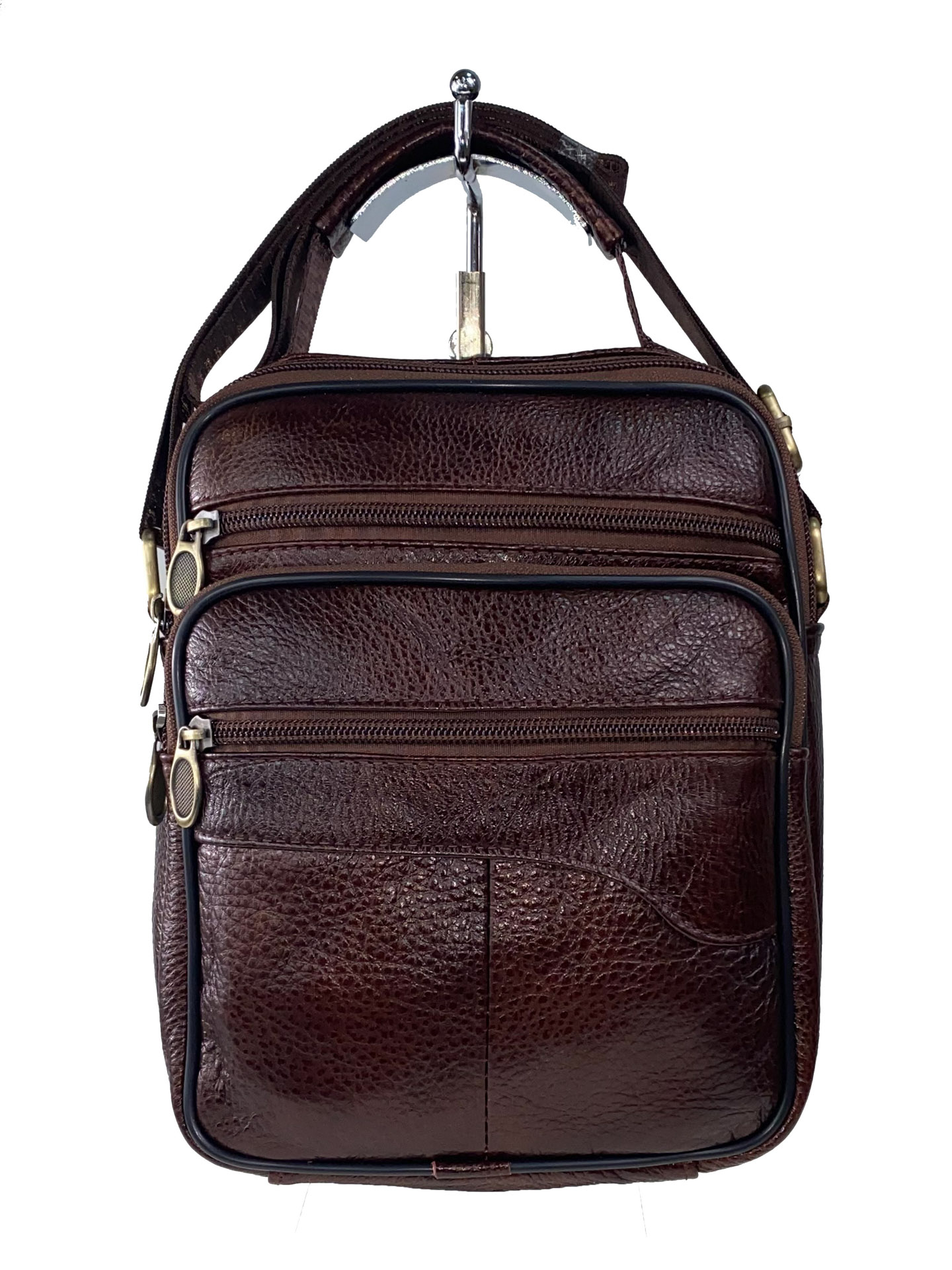 На фото 2 - Мужская сумка для документов из фактурной натуральной кожи, цвет коричневый