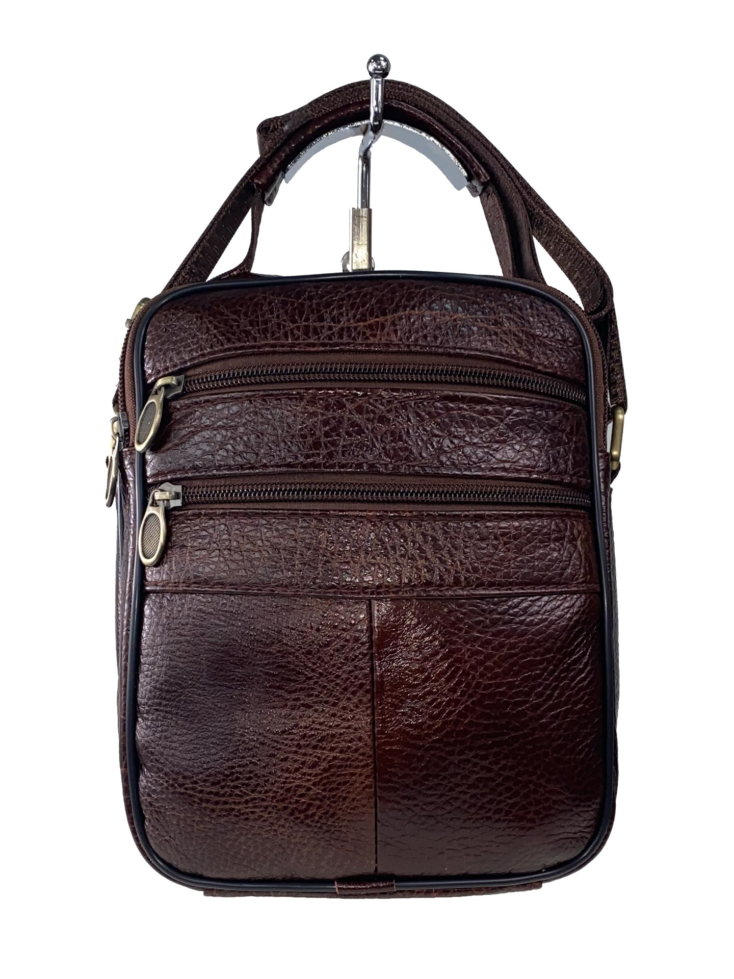 На фото 3 - Мужская сумка для документов из фактурной натуральной кожи, цвет коричневый