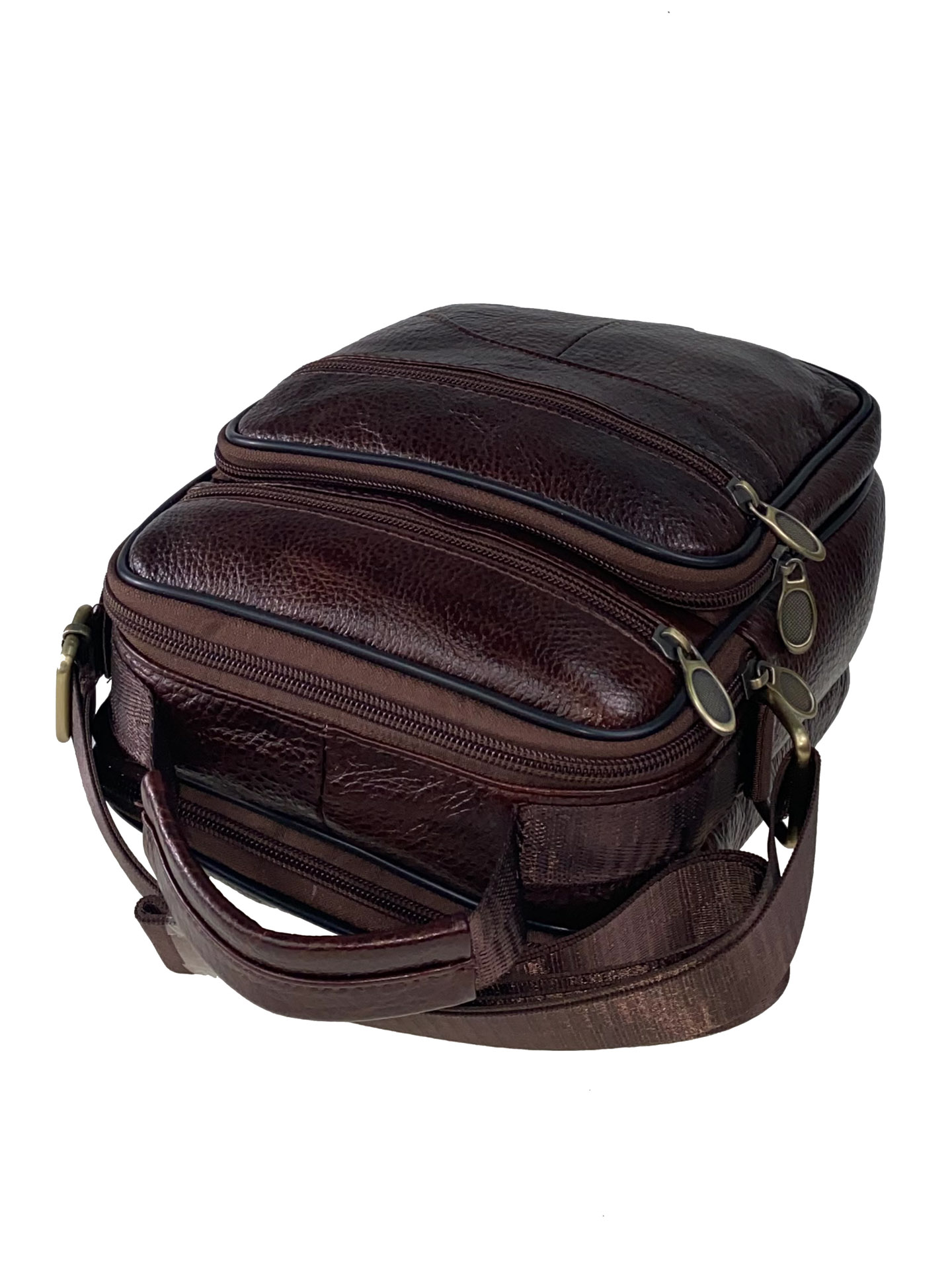 На фото 4 - Мужская сумка для документов из фактурной натуральной кожи, цвет коричневый