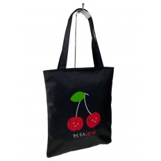 На фото 2 - Женская сумка шоппер из текстиля, цвет черный