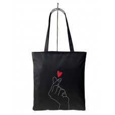 На фото 1 - Женская сумка шоппер из текстиля, цвет черный