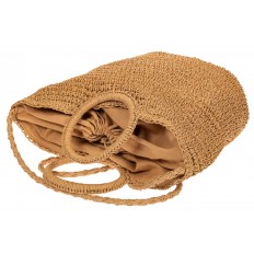 На фото 4 - Плетеная сумка-корзинка из соломки, цвет бежевый