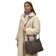На фото 1 - Женская сумка  из натуральной кожи, цвет бежево серый