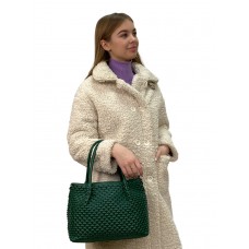 На фото 1 - Женская сумка  из натуральной кожи, цвет зеленый