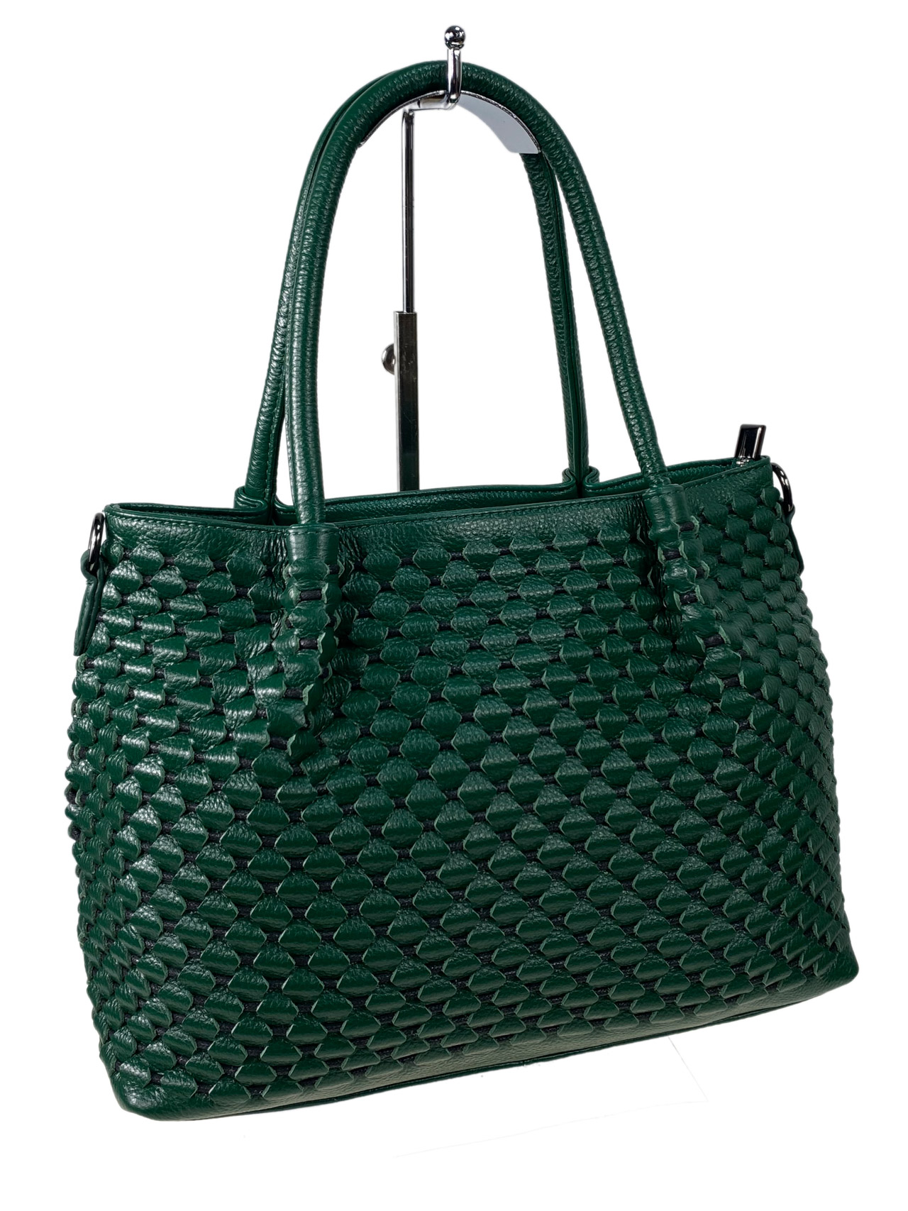 На фото 3 - Женская сумка  из натуральной кожи, цвет зеленый