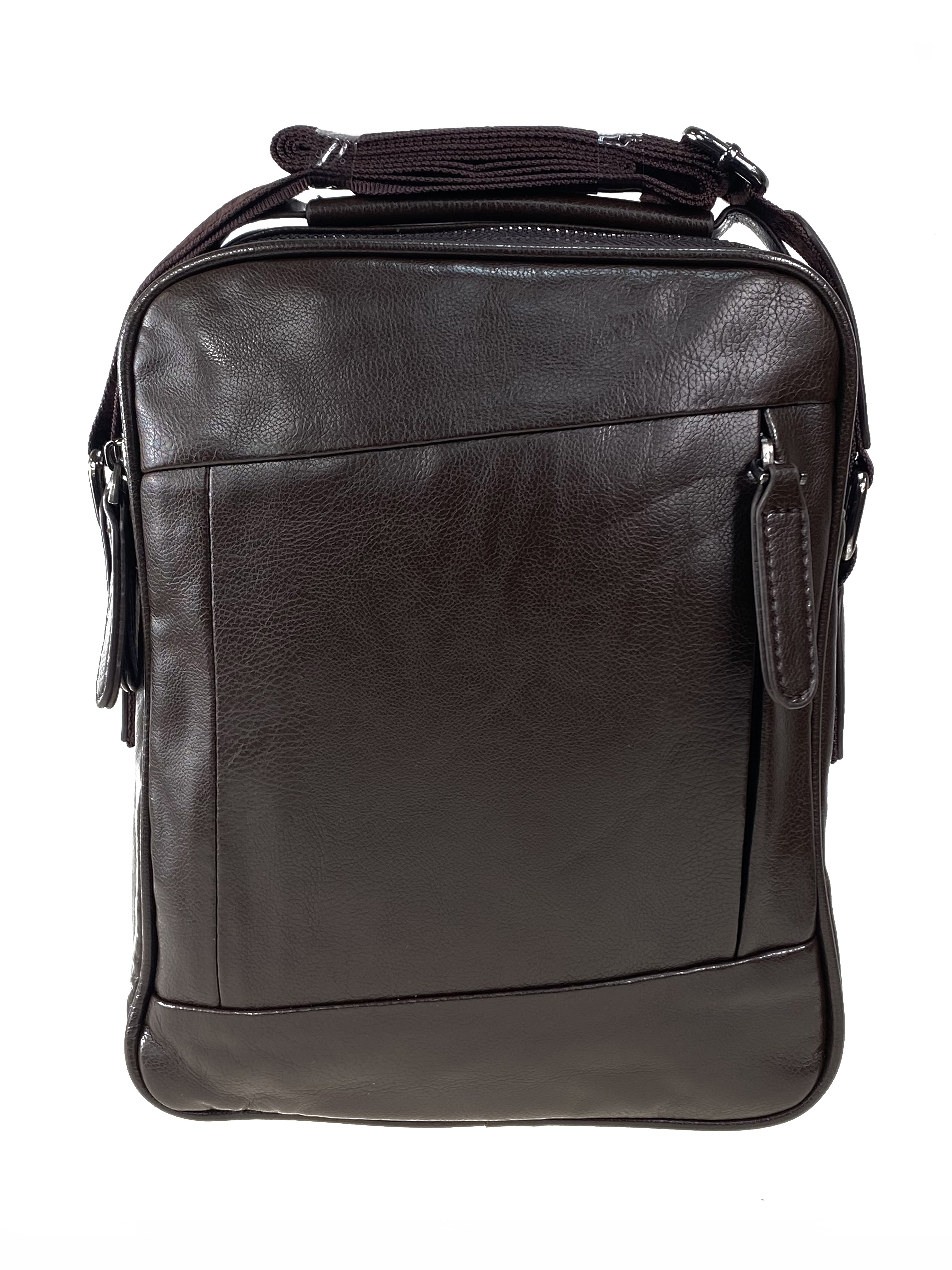 На фото 2 - Мужская деловая сумка из искусственной кожи, коричневый цвет