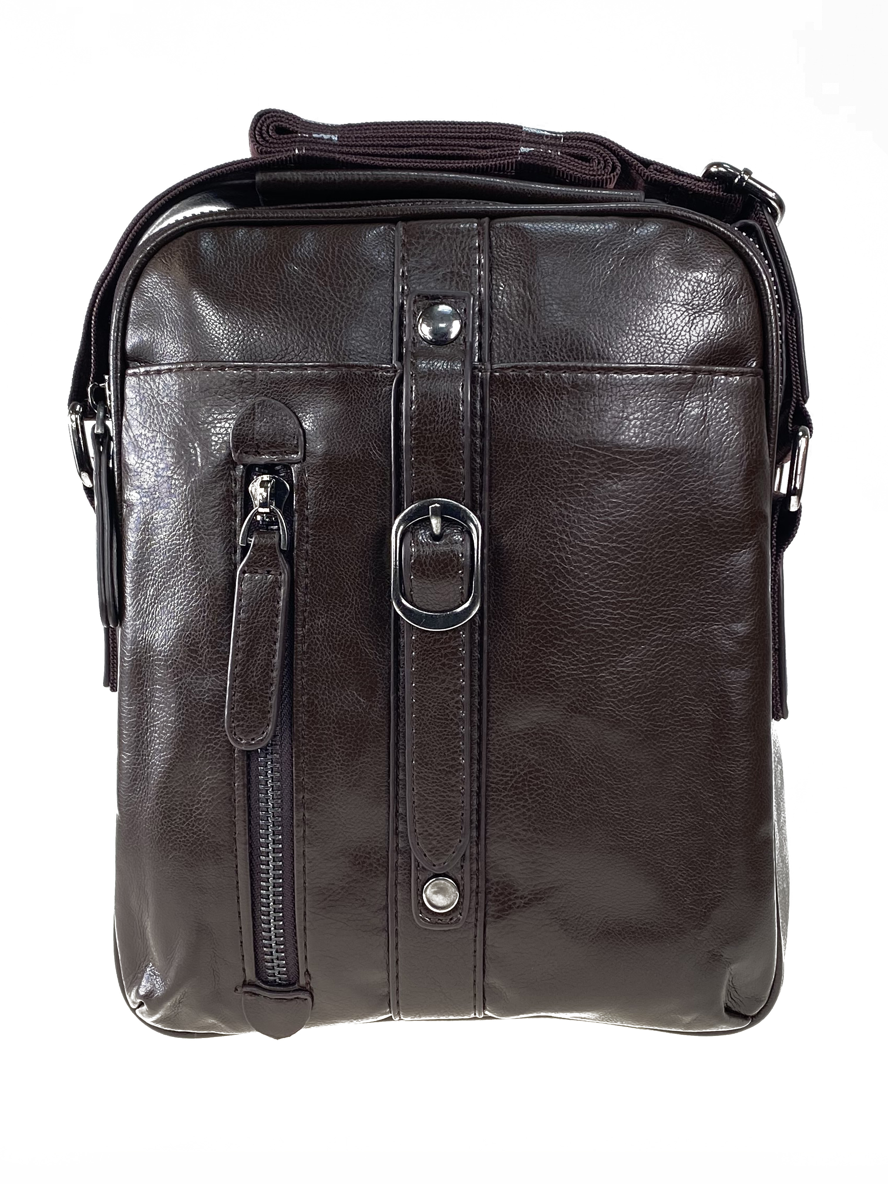 На фото 2 - Мужская деловая сумка из искусственной кожи, коричневый цвет