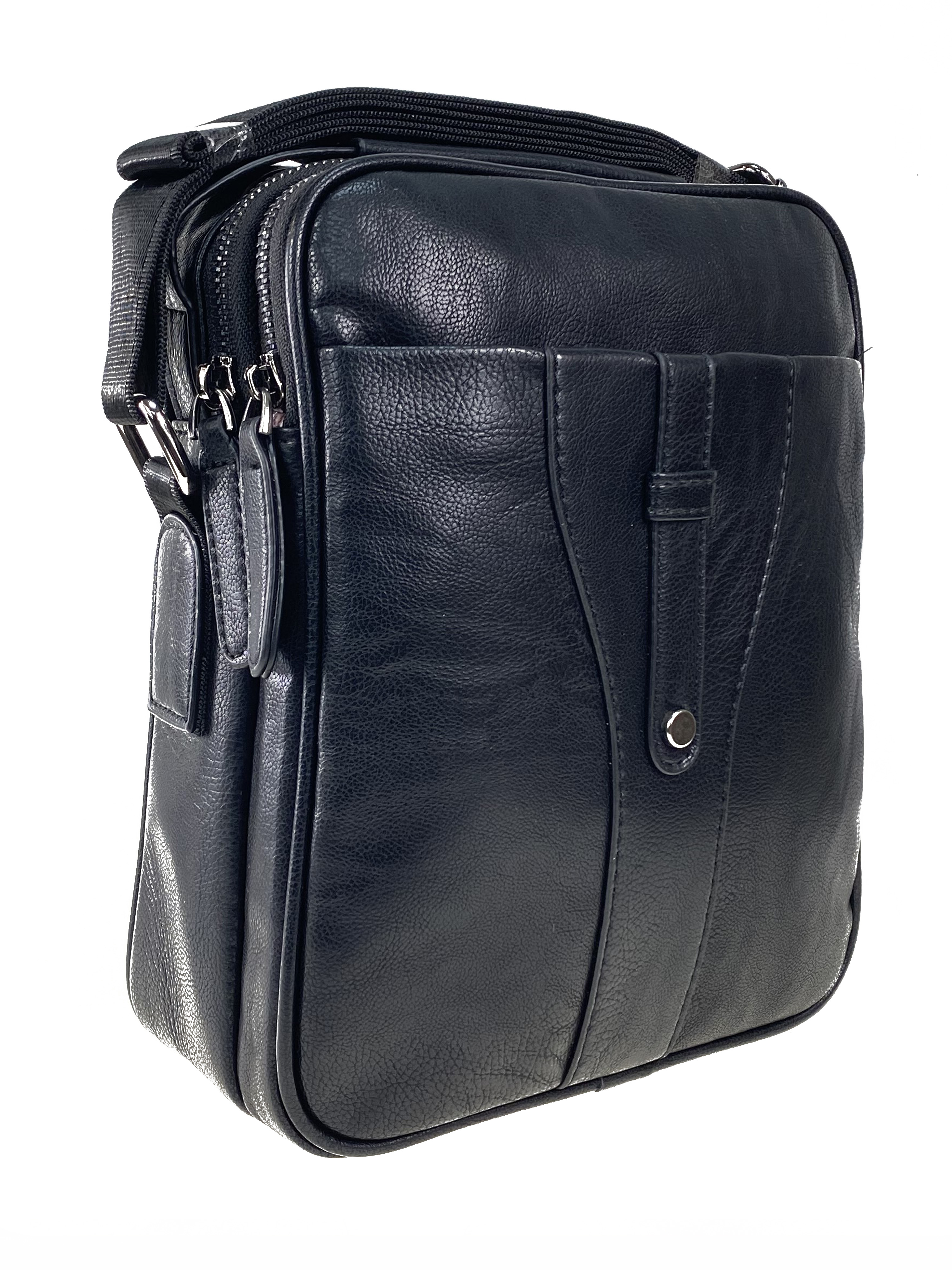 На фото 1 - Мужская деловая сумка из искусственной кожи, черный цвет