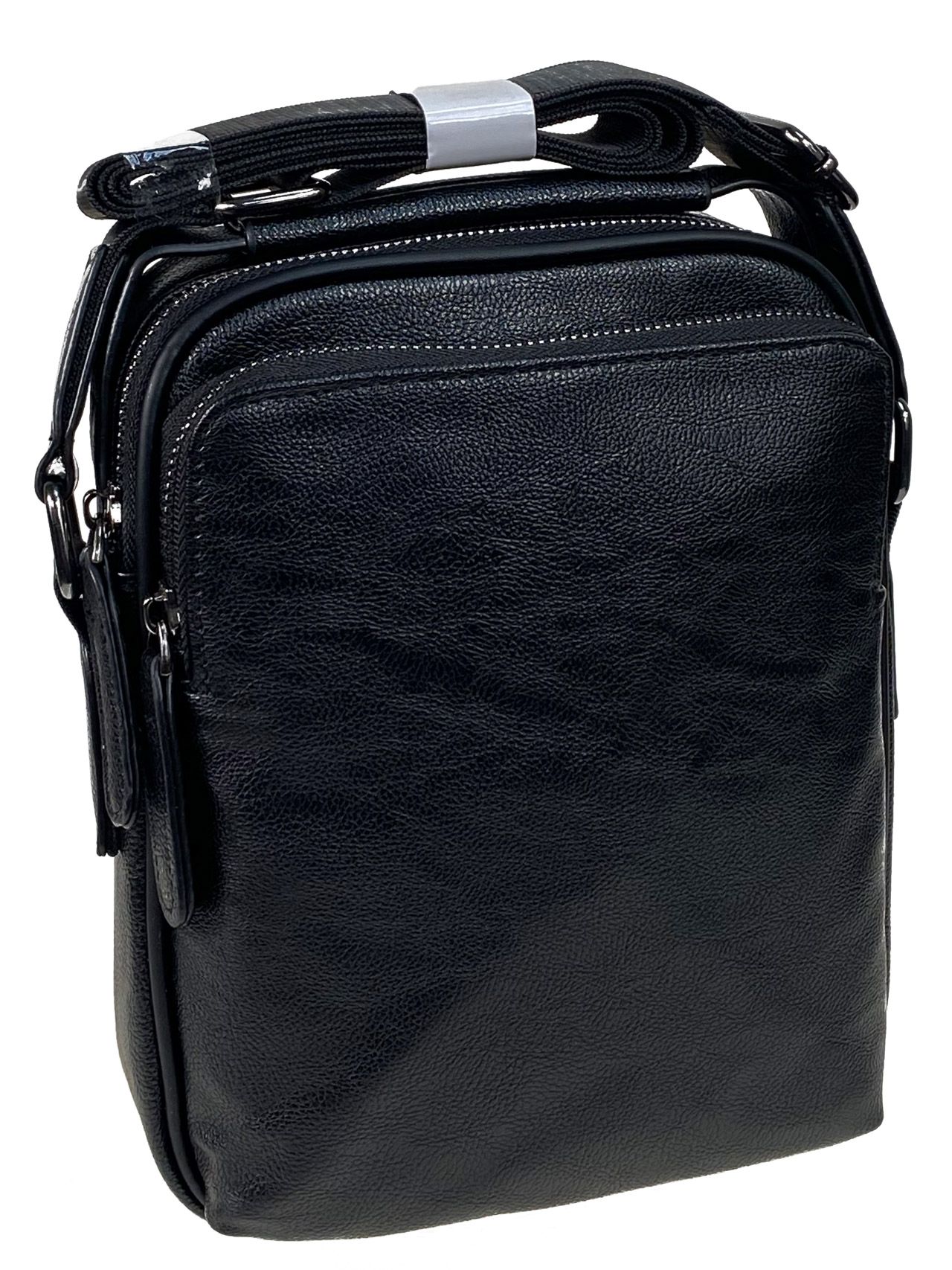 На фото 1 - Мужская сумка из эко кожи, цвет черный