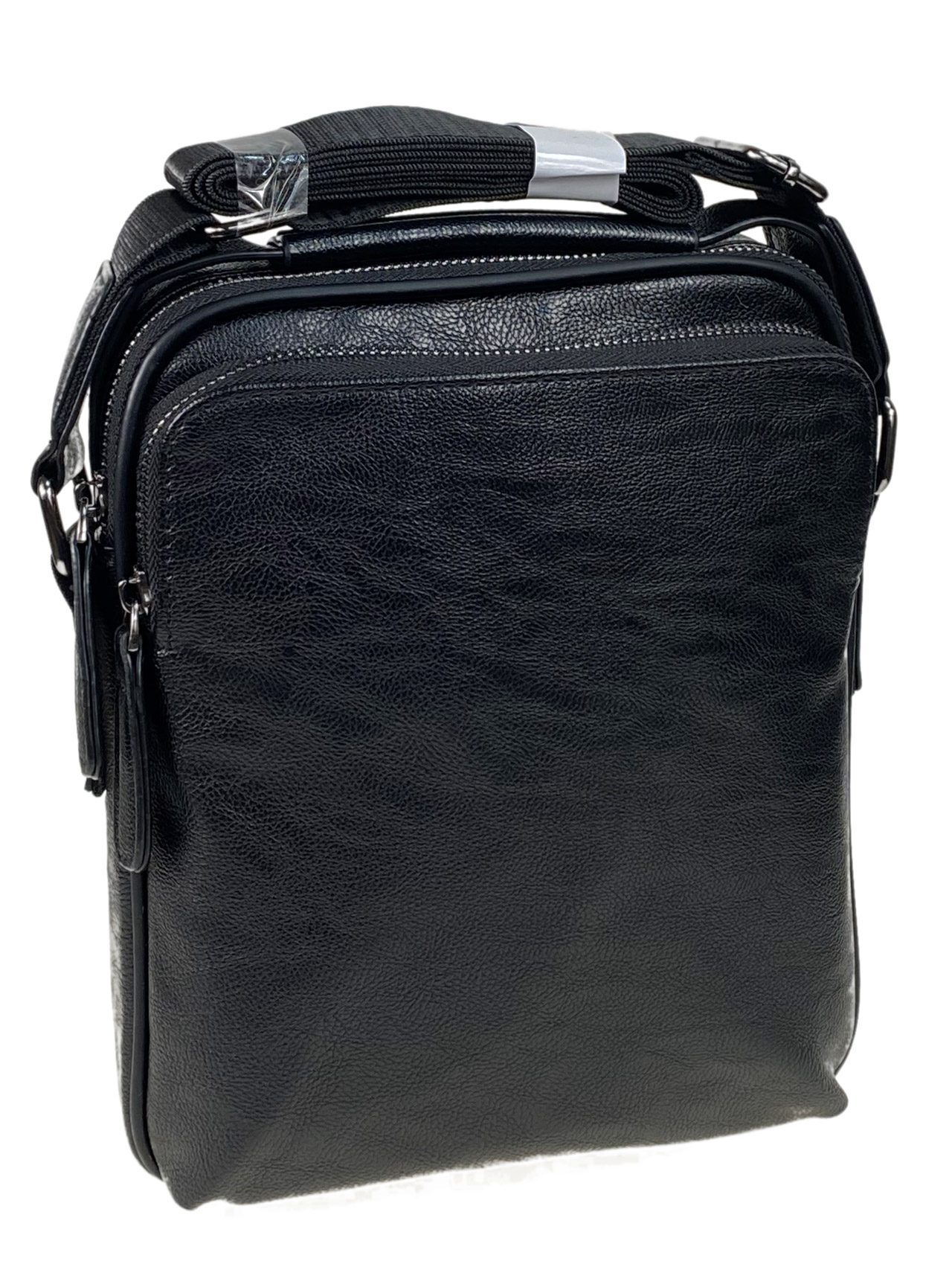 На фото 1 - Мужская сумка из эко кожи, цвет черный