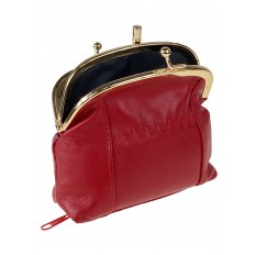 На фото 2 - Женский кошелёк с фермуаром из натуральной кожи, цвет красный