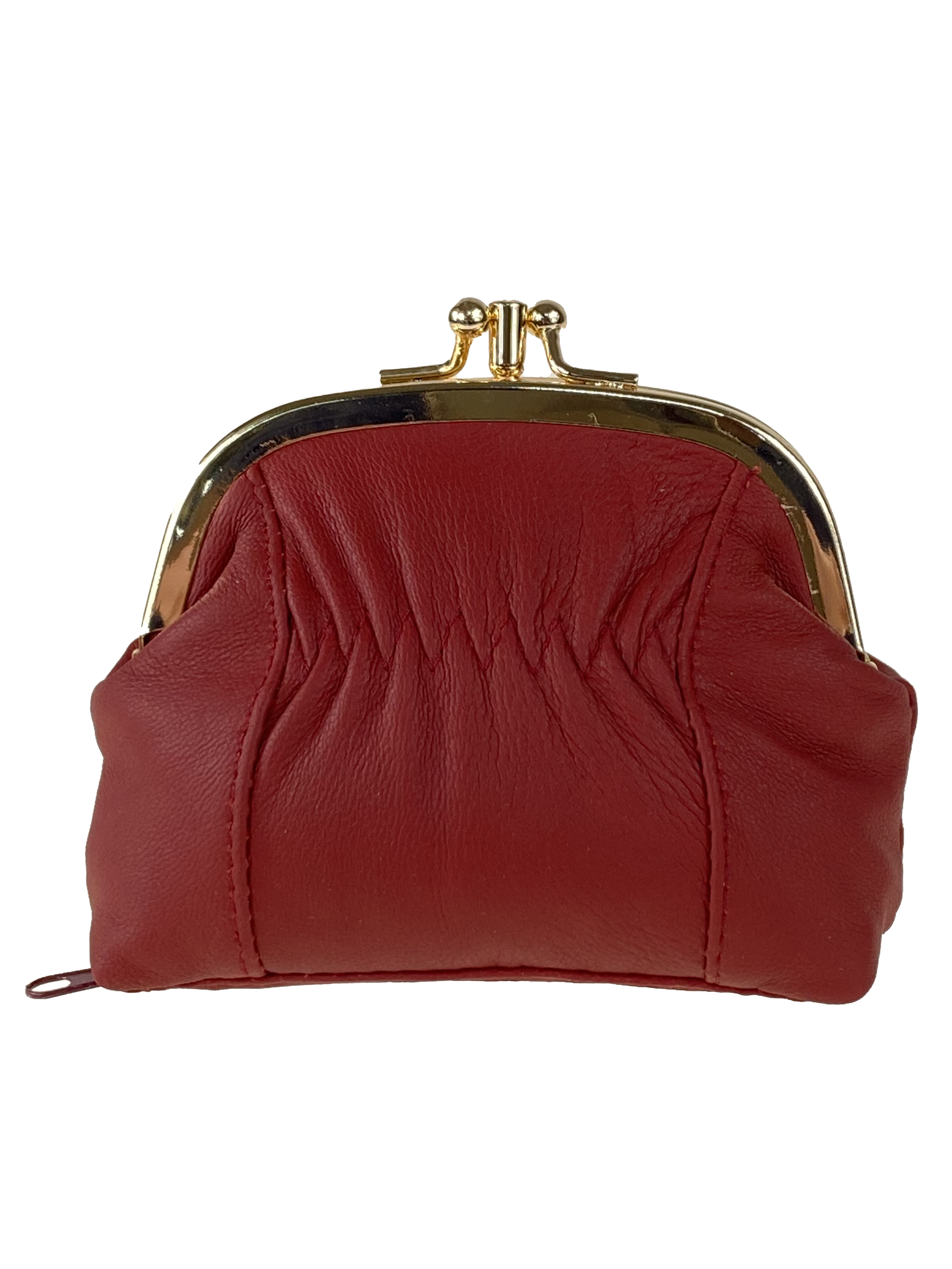 На фото 1 - Женский кошелёк с фермуаром из натуральной кожи, цвет бордо