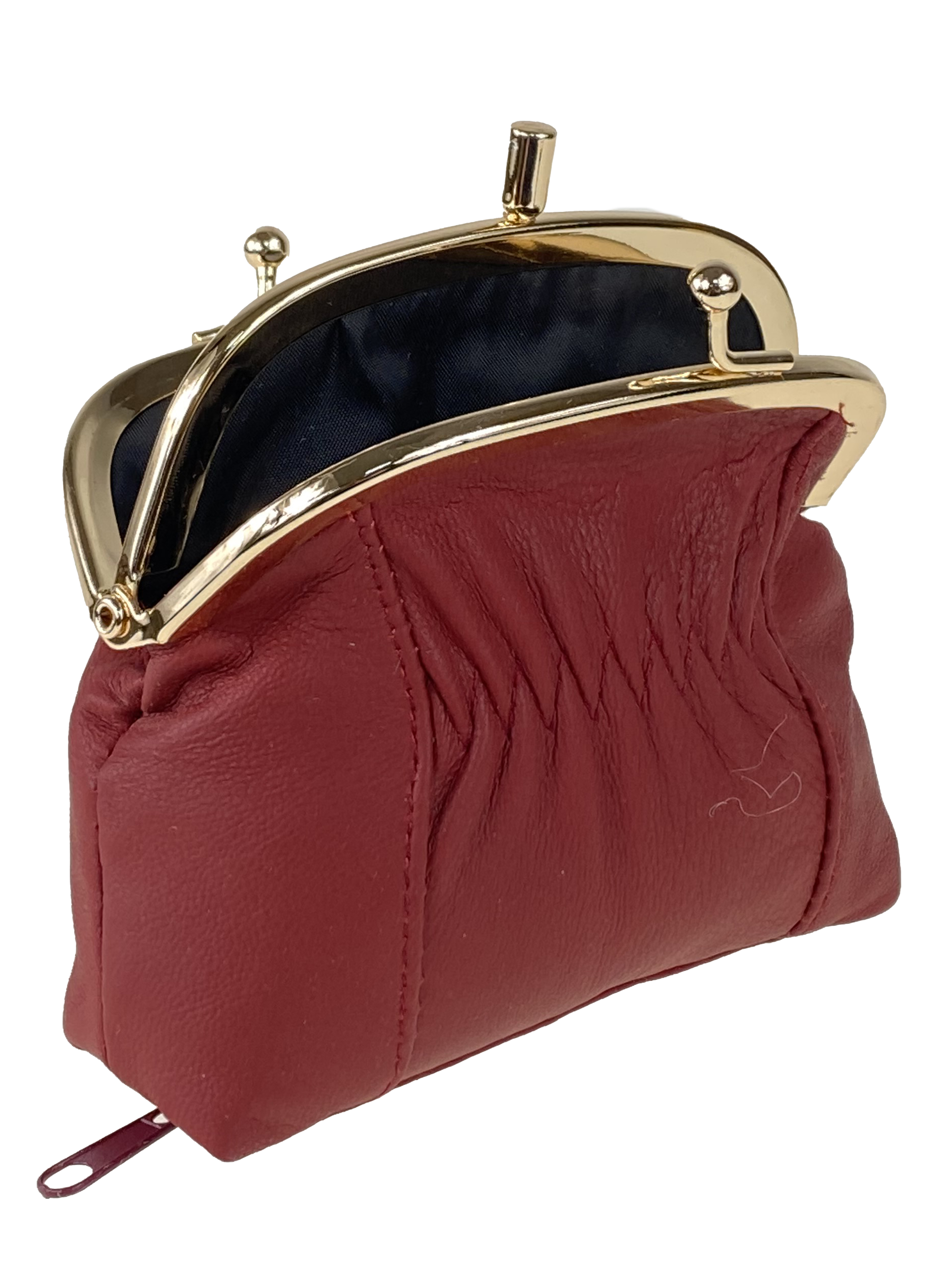 На фото 2 - Женский кошелёк с фермуаром из натуральной кожи, цвет бордо