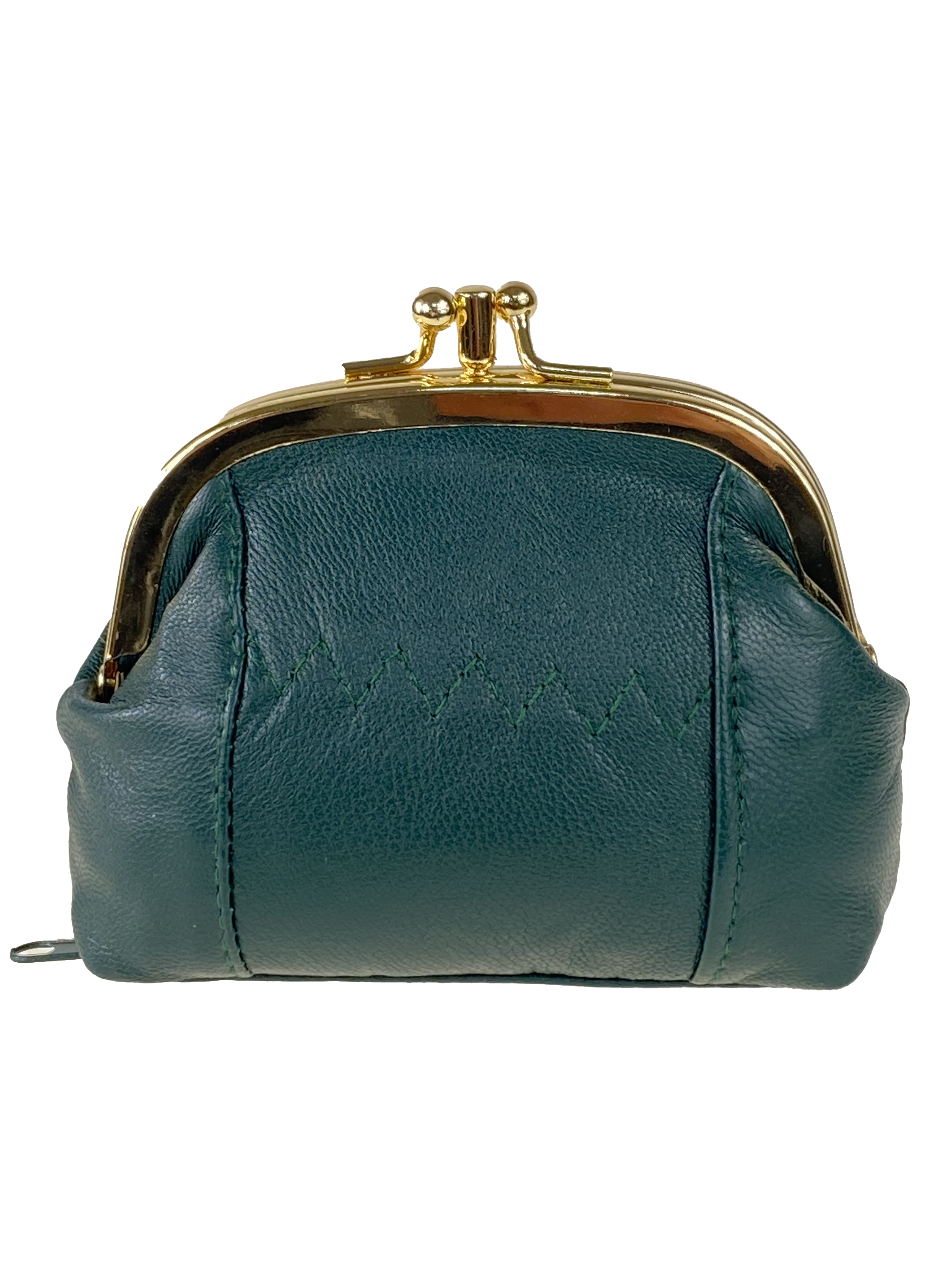 На фото 1 - Женский кошелёк с фермуаром из натуральной кожи, цвет зеленый