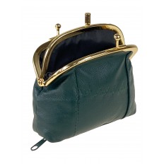 На фото 2 - Женский кошелёк с фермуаром из натуральной кожи, цвет зеленый