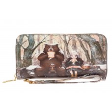 На фото 1 - Женский кошелек-клатч из искусственной кожи, фотопринт медведь с девочкой