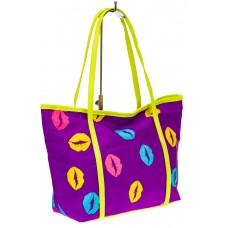 На фото 1 - Пляжная сумка из текстиля, цвет фиолетовый