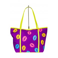 На фото 2 - Пляжная сумка из текстиля, цвет фиолетовый