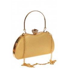 На фото 1 - Оригинальная вечерняя сумочка на цепочке,  цвет золото