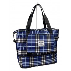 На фото 1 - Дорожная сумка из текстиля, цвет синий с черным 