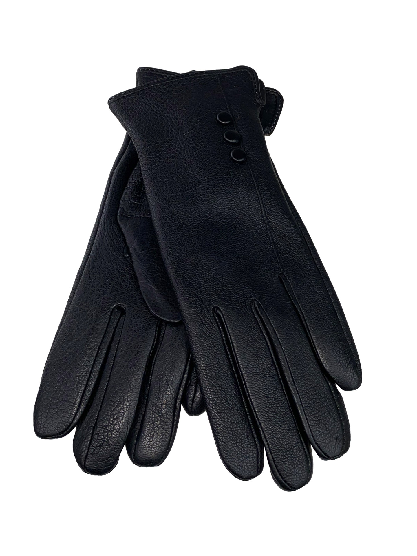На фото 1 - Женские перчатки из натуральной кожи оленя, цвет чёрный
