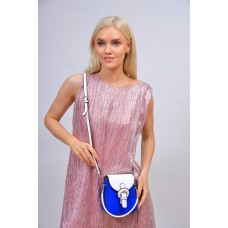 На фото 1 - Женская сумка из искусственной кожи, цвет синий с белым