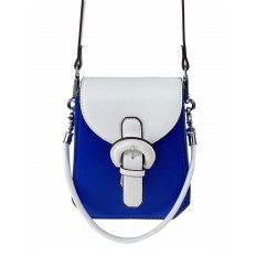 На фото 2 - Женская сумка из искусственной кожи, цвет синий с белым